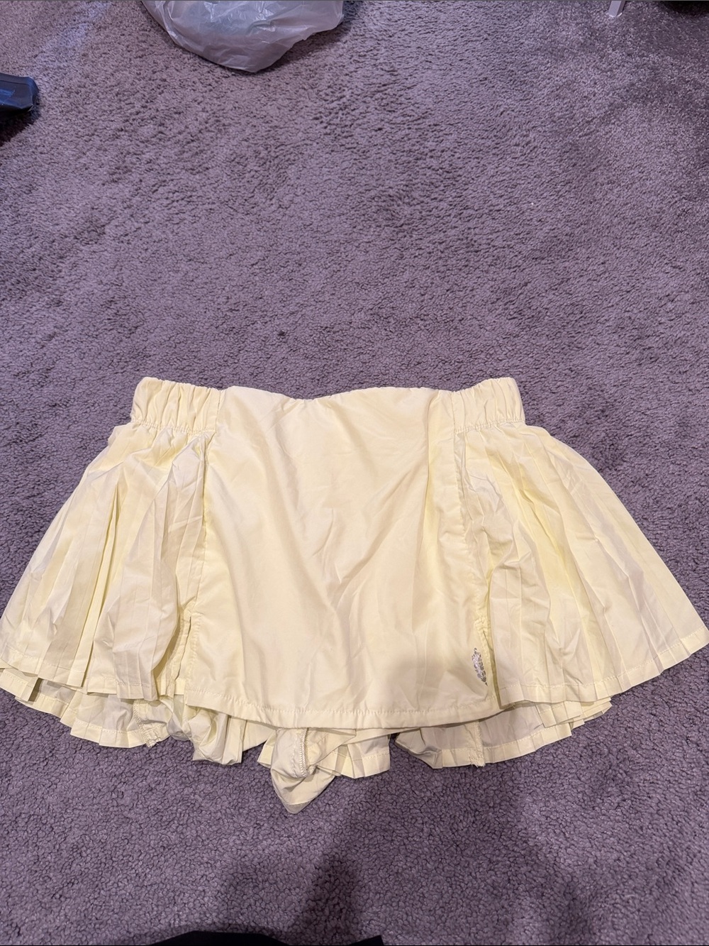 Free People Movement Yellow Pleated Mini Skirt with Built-In Shorts